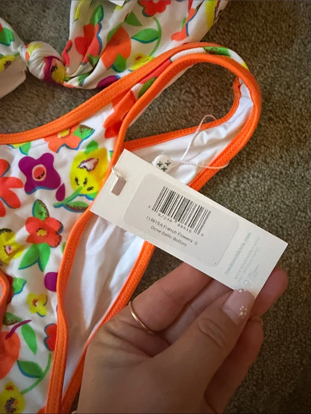 Frankie’s Bikinis Floral Bandeau Bikini Set - Multicolor (White Base)